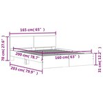 vidaXL Cadre de lit avec tête de lit et LED chêne fumé 160x200 cm