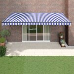 vidaXL Auvent rétractable automatique bleu et blanc 5x3 m
