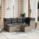 vidaXL Salon de jardin avec coussins 7 Pièces gris résine tressée