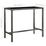 vidaXL Table bar de jardin Gris 130x60x110 cm Résine tressée et verre