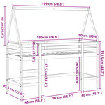 vidaXL Lit superposé et échelle et toit blanc 90x190cm bois pin massif