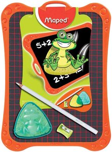 Ardoise à craie, plastique uni/quadrillé 20 x 28 cm Noire Avec Accessoires MAPED