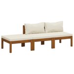 vidaXL Salon de jardin 3 Pièces avec coussin crème Bois d'acacia solide