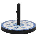 vidaXL Base de parasol bleu et blanc rond 12 kg