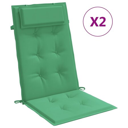 vidaXL Coussins de chaise à dossier haut lot de 2 vert tissu oxford
