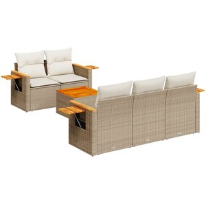 vidaXL Salon de jardin avec coussins 6 Pièces beige résine tressée