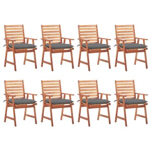 vidaXL Chaises à manger d'extérieur lot de 8 et coussins Acacia massif