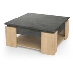 Table basse carrée AUSTIN - chêne Hamilton et Sidewalk - 80 x 80 x 37 2 cm