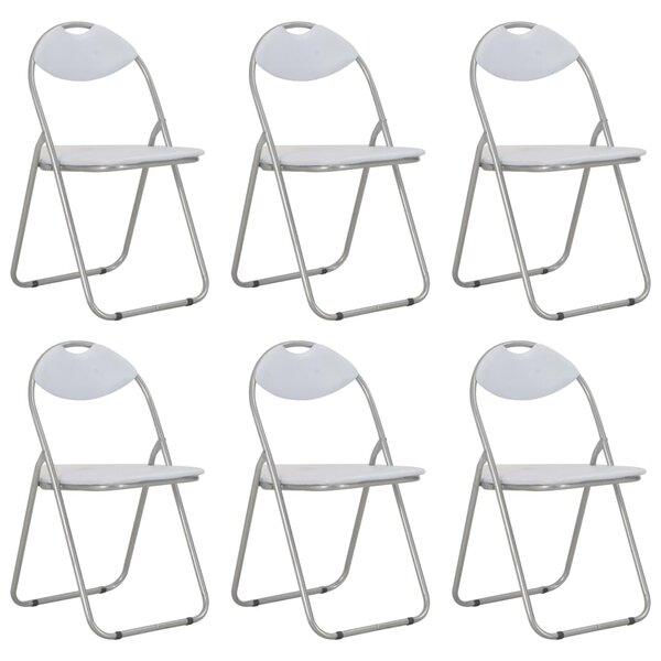 vidaXL Chaises pliantes à manger lot de 6 blanc similicuir