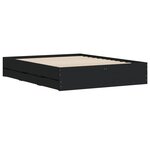 vidaXL Cadre de lit avec tiroirs noir 150x200 cm bois d'ingénierie
