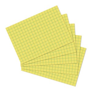 Pack 100 Fiches Bristol 170g format A6 quadrillée Jaune HERLITZ