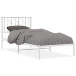 vidaXL Cadre de lit métal avec tête de lit blanc 90x200 cm