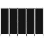 vidaXL Cloison de séparation 5 panneaux Noir 250x180 cm