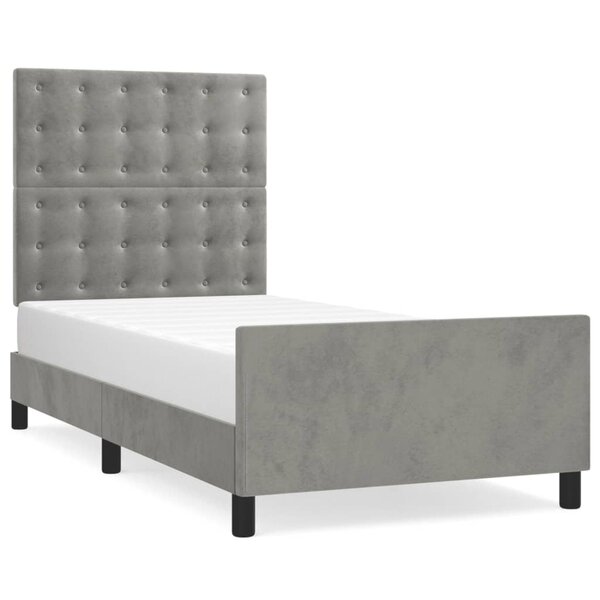 vidaXL Cadre de lit avec tête de lit Gris clair 80x200 cm Velours