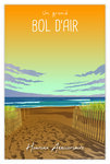 Carte Heureux Anniversaire avec Enveloppe - Mini Poster Format 17x11 5cm Style Rétro Vintage - Un grand bol d'air Mer Océan Sable Plage Dunes Ganivelles - Fabriquée en France