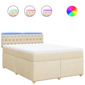 vidaXL Sommier à lattes de lit avec matelas Crème 140x190 cm Tissu