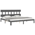 vidaXL Cadre de lit avec tête de lit gris 200x200 cm bois massif
