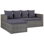 vidaXL Salon de jardin 4 Pièces avec coussins Résine tressée Gris