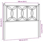 vidaXL Tête de lit métal noir 100 cm