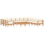 vidaXL Salon de jardin avec coussins 9 Pièces bois massif d'acacia