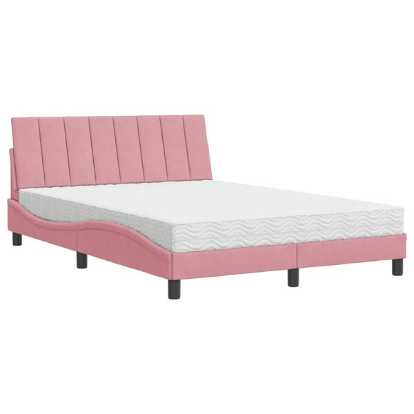 vidaXL Lit avec matelas rose 120x200 cm velours