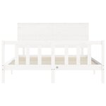 vidaXL Cadre de lit avec tête de lit blanc King Size bois massif