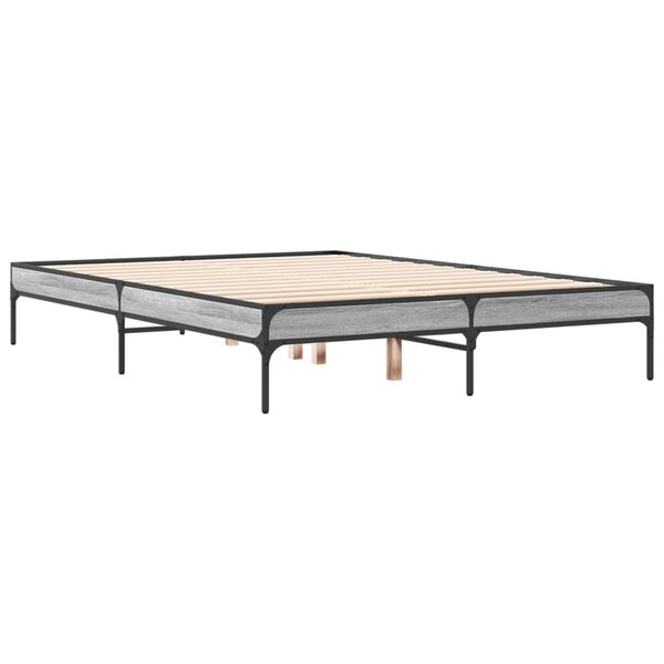 vidaXL Cadre de lit sonoma gris 140x190 cm bois d'ingénierie et métal