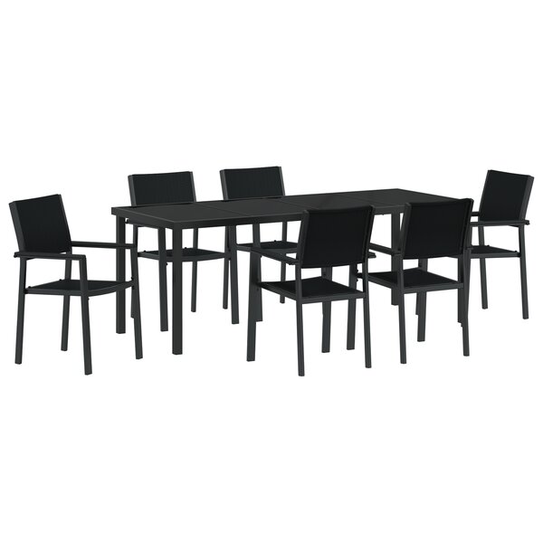vidaXL Ensemble de salle à manger de jardin 7 pièces Noir Poly Rotin