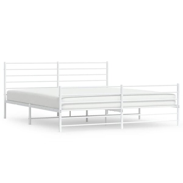 vidaXL Cadre de lit métal avec tête de lit/pied de lit blanc 180x200cm