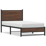 vidaXL Cadre de lit en métal avec tête de lit chêne marron 75x190 cm