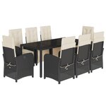 vidaXL Ensemble à manger de jardin 9Pièces coussins noir résine tressée