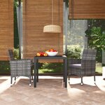 vidaXL Ensemble à manger de jardin coussins 3Pièces Résine tressée Gris