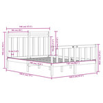 vidaXL Cadre de lit Noir Bois de pin massif 140x190 cm