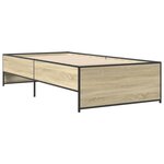 vidaXL Cadre de lit chêne sonoma 100x200 cm bois d'ingénierie et métal