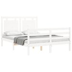 vidaXL Cadre de lit avec tête de lit blanc 120x200 cm bois massif