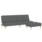 vidaXL Canapé-lit à 2 places avec repose-pied gris foncé tissu