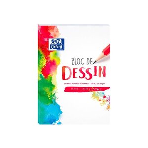 OXFORD Bloc dessin perforé - 200 pages - 29,7 cm x 21 cm x 1,4 cm