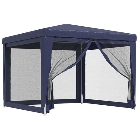 vidaXL Tente de fête avec 4 parois latérales en maille Bleu 3x3 m PEHD