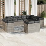 vidaXL Salon de jardin avec coussins 12 Pièces gris clair résine tressée