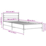 vidaXL Cadre de lit chêne fumé 100x200 cm bois d'ingénierie et métal