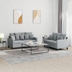 vidaXL Ensemble de canapés 2 Pièces avec coussins Gris clair Tissu