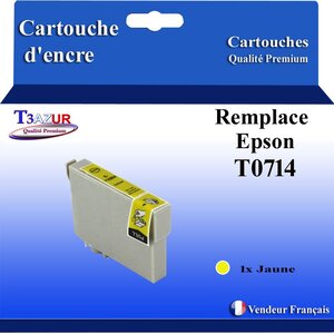 T3AZUR- Cartouche Compatible avec Epson T0714 remplace Epson Stylus 78 91 92 CX4300 D120 Jaune