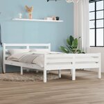 vidaXL Cadre de lit Blanc Bois massif 150x200 cm Très grand