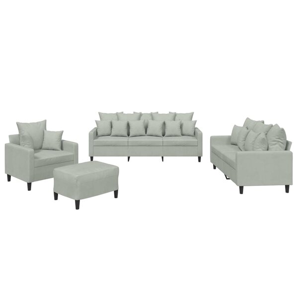 vidaXL Ensemble de canapés 4 Pièces avec coussins Gris clair Velours