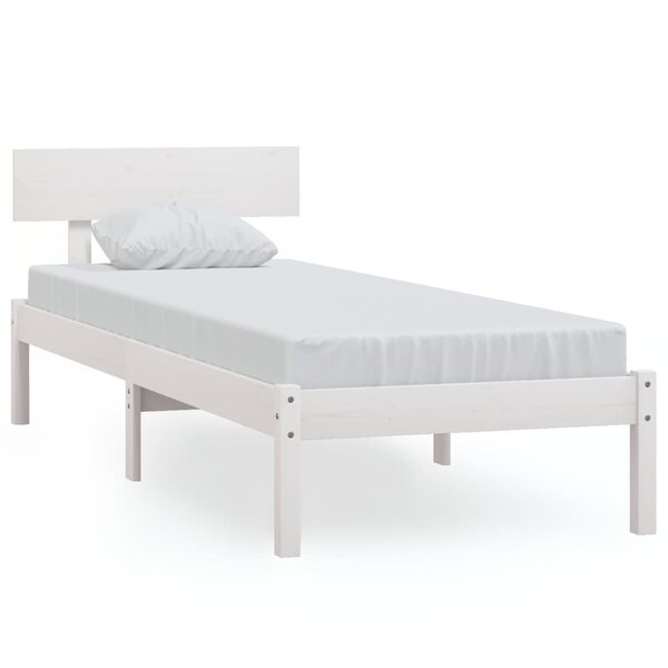 vidaXL Cadre de lit Blanc Bois massif 75x190 cm Petit simple