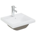 vidaXL Armoire d'évier lavabo intégré blanc brillant bois d'ingénierie