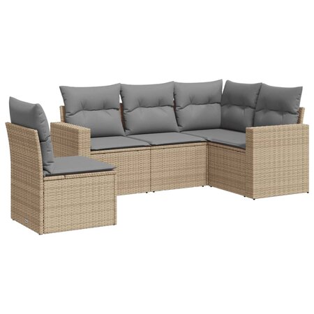 vidaXL Salon de jardin avec coussins 5 Pièces beige résine tressée