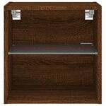 vidaXL Table de chevet murale avec lumières LED chêne marron