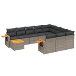 vidaXL Salon de jardin 11 Pièces avec coussins gris résine tressée