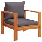 vidaXL Salon de jardin avec coussins 4 Pièces bois d'acacia massif